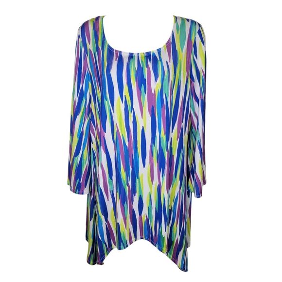 Slinky Brand Tops - Slinky Brand Nwot Sharkbite hem knit tunic top size Medium